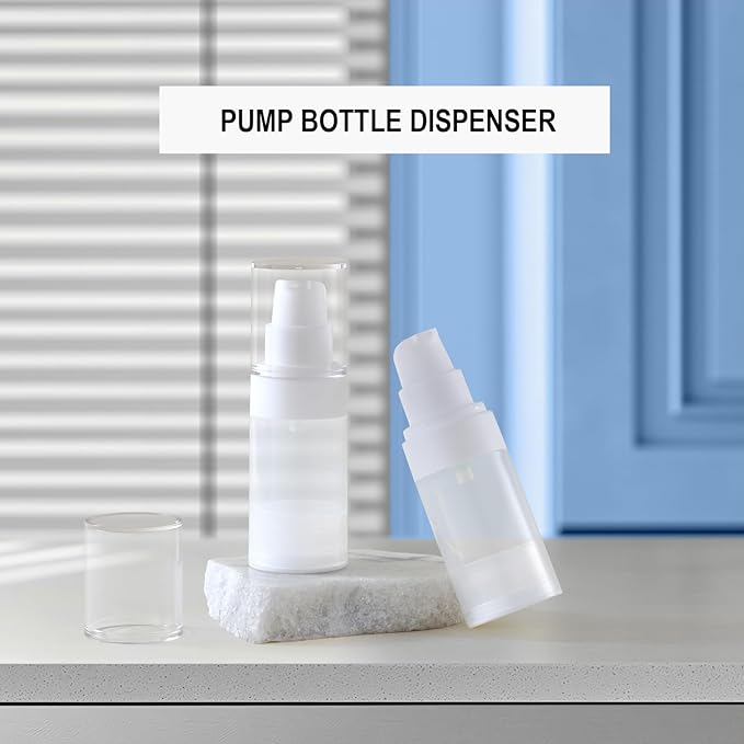 Airless Pump Bottles mini Travel Size Toiletry containers refillable Cosmetic containers Lotion Bottle with Pump TSA Approved(0.7oz/20ml 4 Pack)