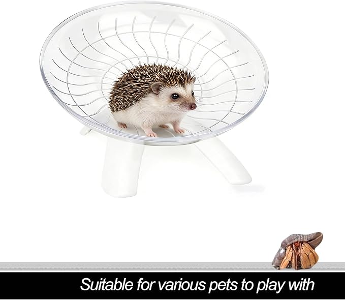 Hamster Wheel, Hamster Flying Saucer Silent Running Exercise Wheel for Hamsters, Gerbils, Mice,Hedgehog and Other Small Pets Silent Running Wheel Hermit Crab Wheel(White)