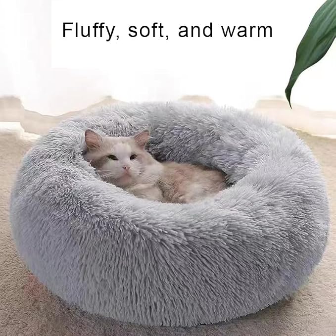 Nisrada Dog Bed for Small Medium Large Dogs, 27 inch Calming Dogs Bed, Washable-Round Cozy Soft Pet Bed for Puppy and Kitten with Slip-Resistant Bottom