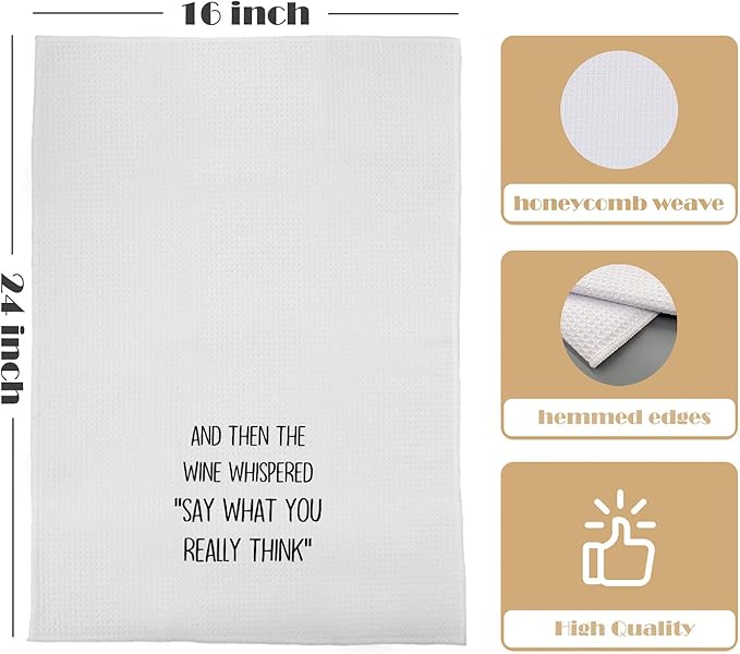 Wine Lovers Kitchen Towel - Funny Wine Gifts Decorative Waffle Weave Dish Towels, Tea Hand Towel, Housewarming Gift for Women, 16x24 Inch
