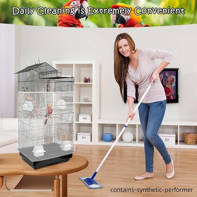Bird Cage Seed Catcher – Stretchy Mesh Skirt for Parrot Cages, White | Fits most bird cages, stops seed scatter. Breathable, lightweight, reusable. Easy install, washable. Keeps floor clean.
