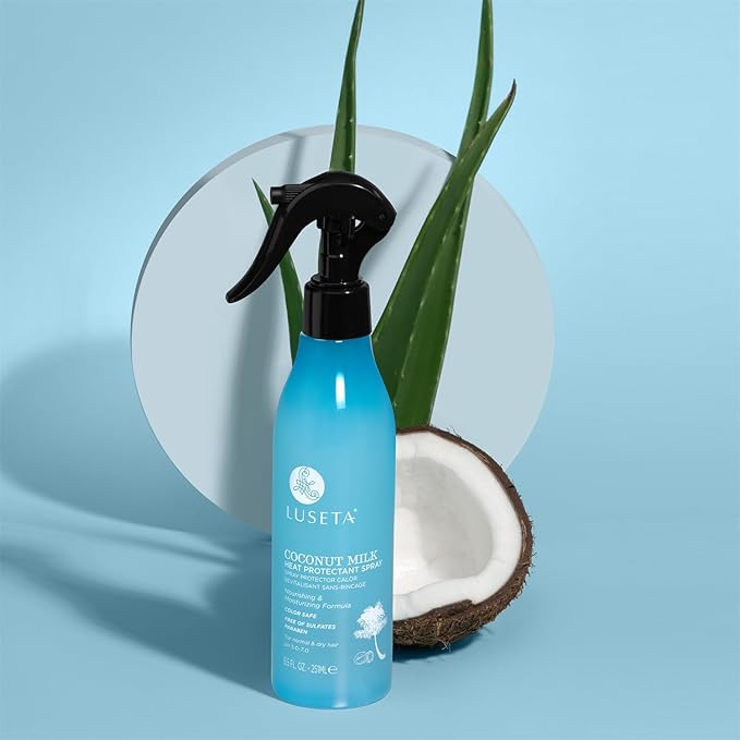 Luseta Coconut Milk Heat Protection Spray for Hair Styling, Preventing Heat Damage and Breakage for Women and Men 8.5oz