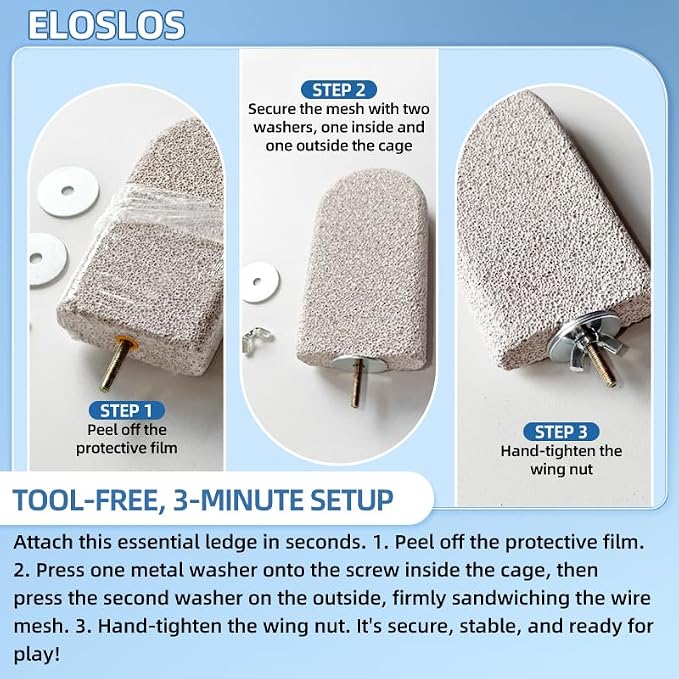 4PCS Lava Ledge for Small Pets/Chinchilla/Hamster/Parrot, Gray(L) | Grinding Claws & Jumping, Safe Natural Volcanic Rock, Reduces Random Chewing