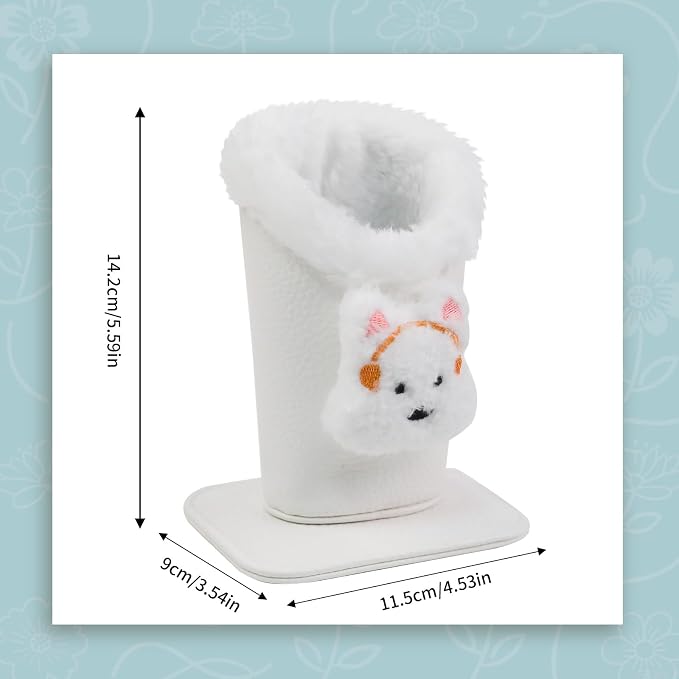 Plush Lined Eyeglasses Holder, Cute Magnetic PU Leather Glasses Stand Case for Women Men Kids