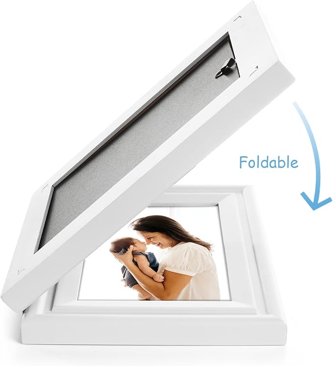 4x6 Double Hinged Picture Frame Folding Photo Frame Horizontal and Vertical in White Pine Wood with Real Glass for Tabletop X2-BAI-HS46