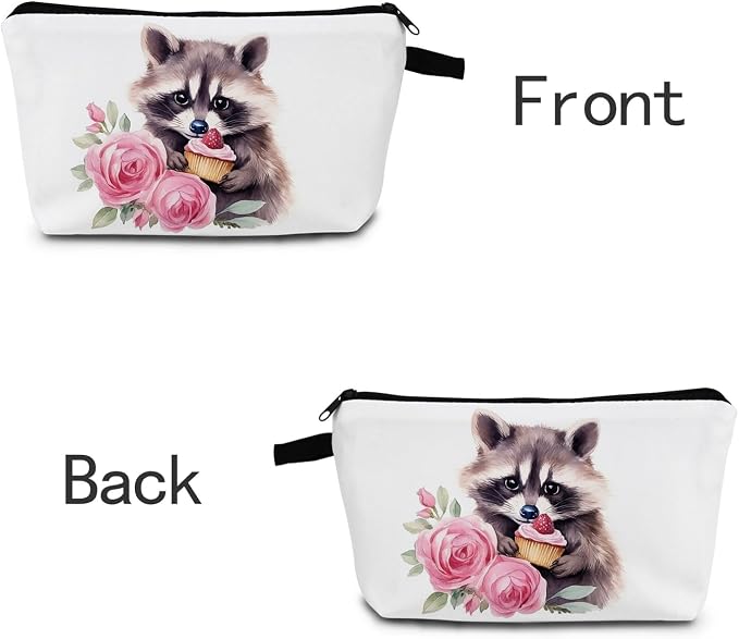 Raccoon Makeup Bag for Women Travel Cosmetic Organizer Bag Teacher Appreciation Gifts Small Zipper Toiletry Bag
