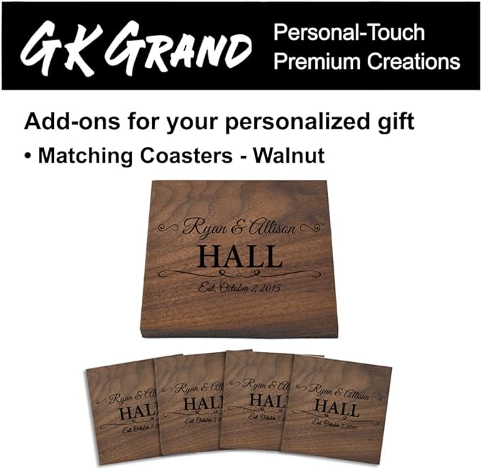 Personalized Cutting Board Wedding Gift Elegant Walnut Polished Live Edge Wood Display Custom Engraved Rustic Unique Anniversary Bride Groom Newlywed Couple Parents Housewarming (Embracing Swirls)