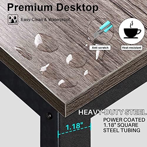 Aquzee Desk with Hutch, Computer Desk with Shelves, 47 Inch