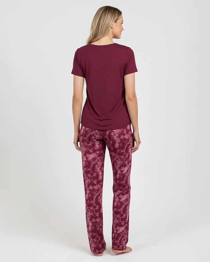 Real Essentials 2 Pack: Women's Comfy Pajama Sets - Short & Long Sleeve Ladies Loungewear Sleepwear PJs (Available In Plus)