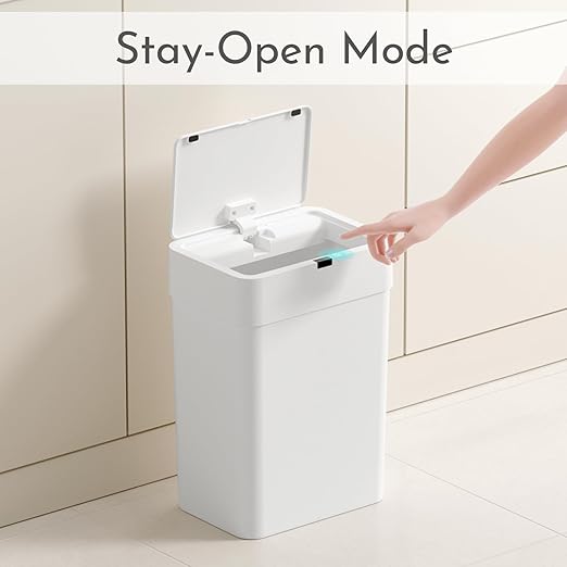 ELPHECO Bathroom Trash Can with Lid 2.5 Gallon Motion Sensor Slim Garbage Can Small Touchless Trash Bin Bathroom Decor 9.5 Liter Smart Waste Basket for Bedroom, Living Room, Toilet, White