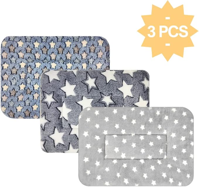 3PCS Rabbit Bed, Soft Bunny Bedding, Fleece Guinea Pig Blanket | Warm Plush Sleeping Mat, Cage Liner for Hamster Ferret Squirrel Hedgehog Rat
