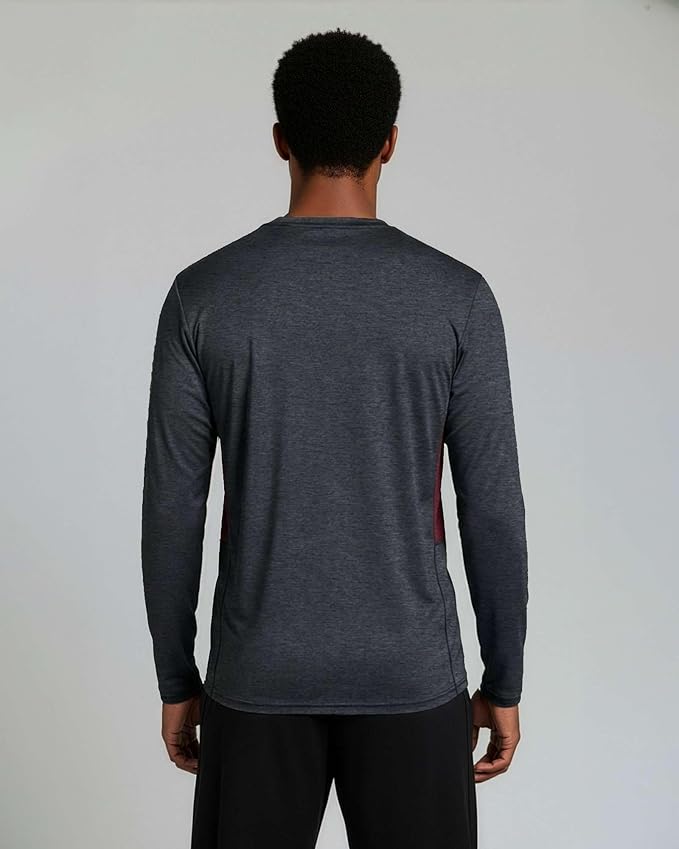 Real Essentials 4 Pack: Mens Long Sleeve Dry Fit T Shirts Hiking Fishing Workout Gym Work Sun UPF 50 Wicking Running Tee