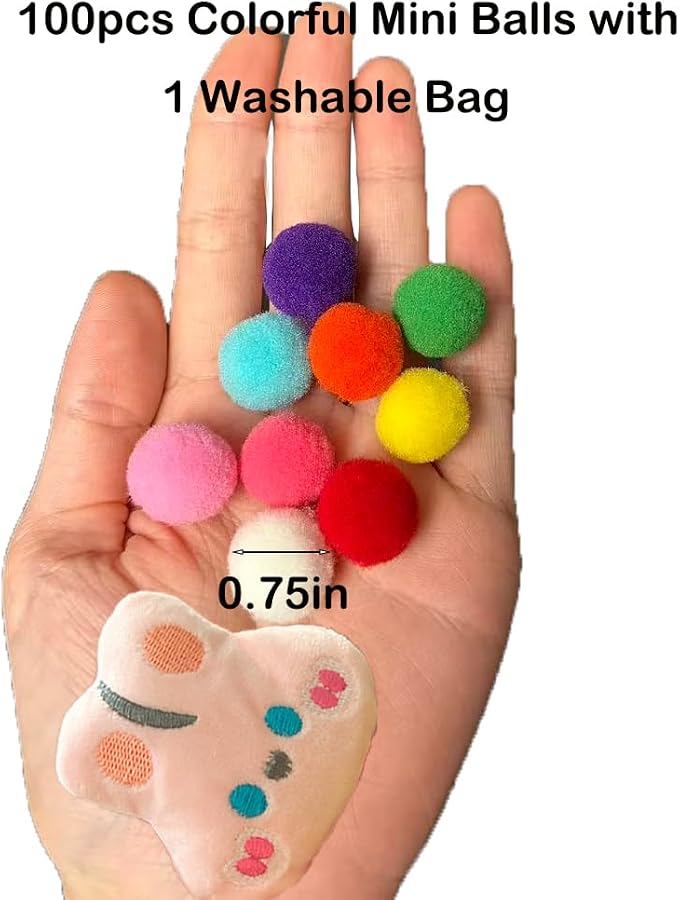 Hedgehog Accessories Dig Box Cage Set with Ball Toy, Cozy Bed, 100 Colorful Cotton Balls, Cute Hedgehog Enrichment Toys Hedgehog Supplies Ball Bell
