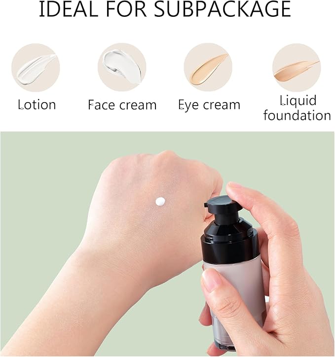 Wide Caliber airless Vacuum Pump Bottle, Reusable Cosmetics Pump Dispenser, DIY Easy Canned, Translucent Black Travel Size can be Packaged Separately Shampoo Light Lotion, etc. (1.0/oz, 5 Packs)