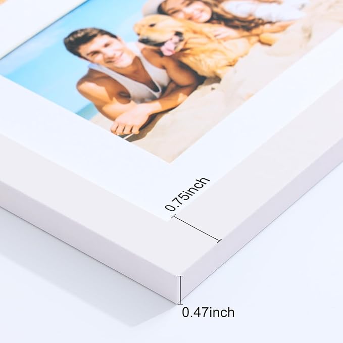 Vittanly 8x10 Collage Picture Frame, Displays 2Pcs 4x6 Pictures with Mat or 1Pcs 8x10 without Mat, Photo Frame for Wall Mounting or Table Top with Stand, White, 1 Pack