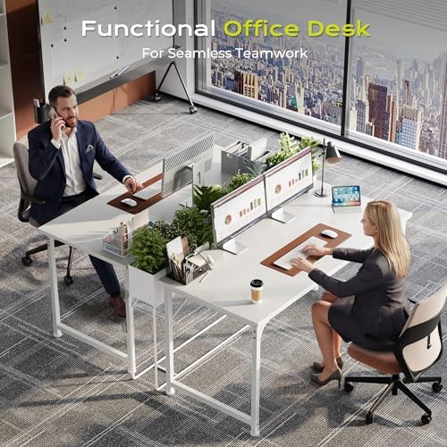 PRAISUN 47 Inch Computer Desk, Office Desk, Spacious Desktop, White