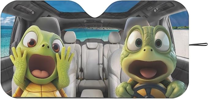 Funny Windshield Sun Shade Foldable Cute Frog Car Front Window Covers for Cars SUV Truck Heat Blocker Visor Protector with Storage Bag Blocks UV Rays and Keeps Your Vehic Cool