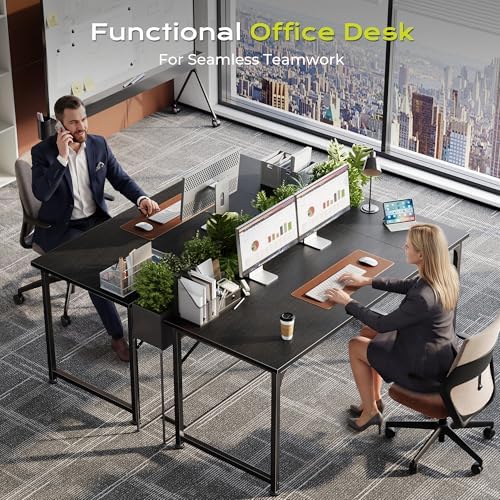 PRAISUN 55 Inch Computer Desk, Office Desk, Spacious Desktop, Black