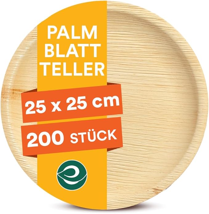 ECO SOUL Compostable 10 Inch Palm Leaf Round Plates (200 Count) Like Bamboo Plates | Biodegradable | Eco-Friendly, Microwave & Oven Safe