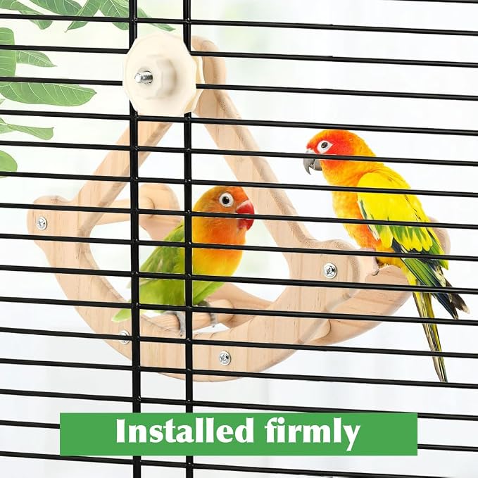 Bird Perch Toy, Interactive Rocking Parakeet Toys and Perches, Wooden Exercise Cockatiel Toys, Intelligence Birds Enrichment Toy for Parrot, Bird Cage Perch for Budgies Conure
