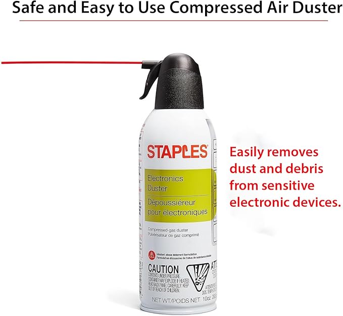 Staples Compressed Air Dusters – Canned Air for Electronics, Keyboards & Office Devices