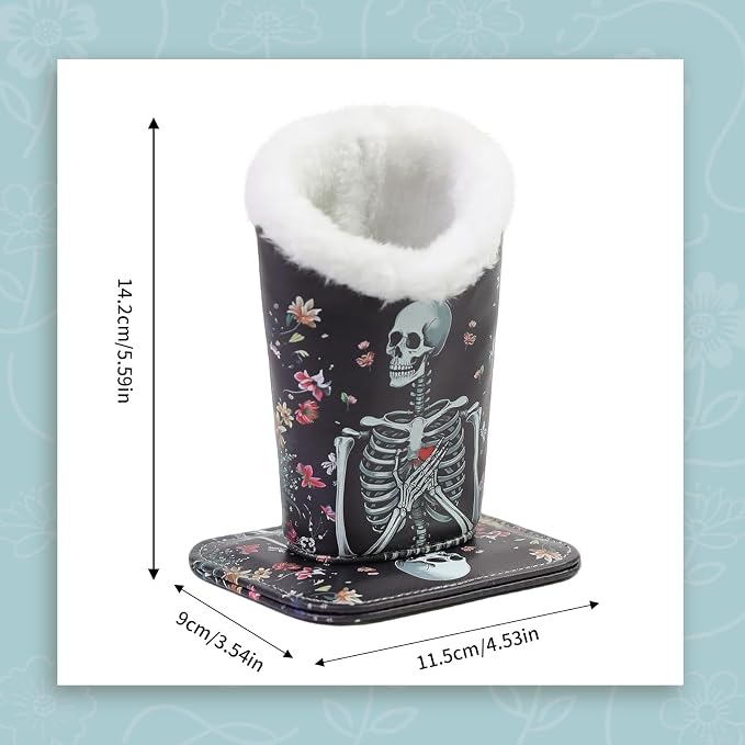 Plush Lined Eyeglasses Holder, Cute Magnetic PU Leather Glasses Stand Case for Women Men Kids
