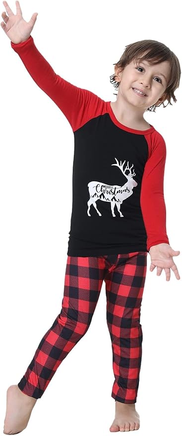 YIJIU Christmas Pajamas Cute Deer Print Long Sleeve Totem PJS Set