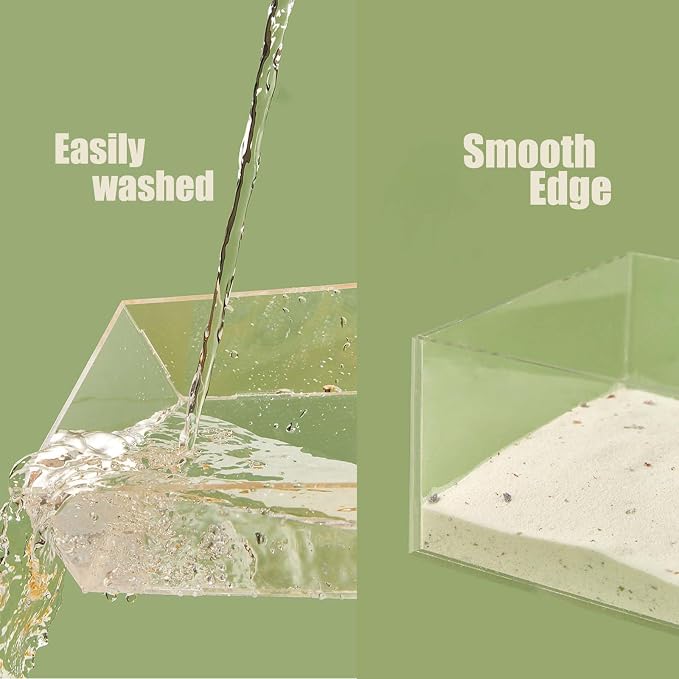 Transparent Rectangle Hamster Sand Bath Box for Hamster Cage Accessories, Digging Sand Container with Climbing Ladder, Large Sandbox for Hamsters Dust Bath and Play Sand,Large