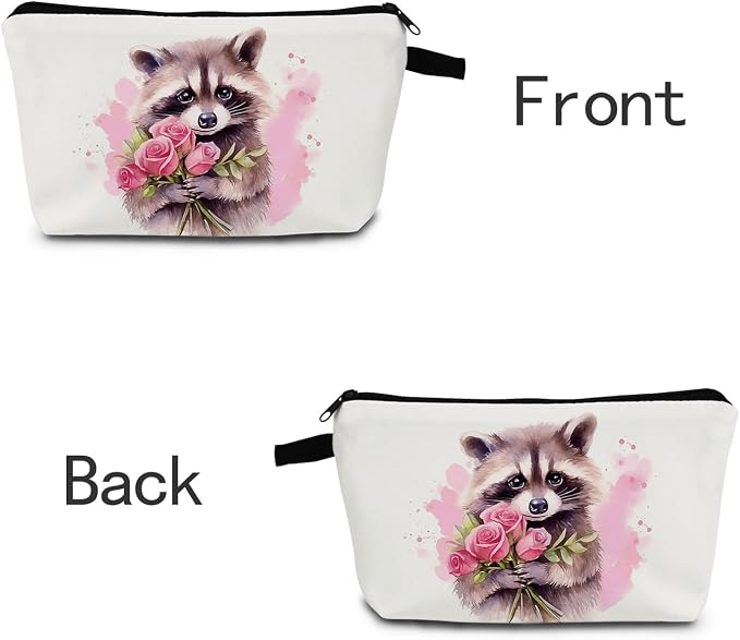 Raccoon Makeup Bag for Women Travel Cosmetic Organizer Bag Teacher Appreciation Gifts Small Zipper Toiletry Bag