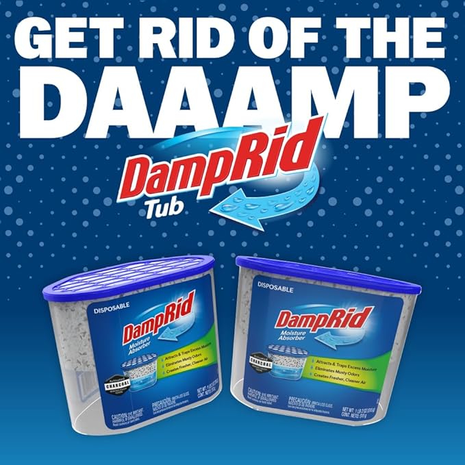 DampRid Fragrance Free Disposable Moisture Absorber with Activated Charcoal, 18 oz., 3 Pack, Moisture Absorber & Odor Remover, Lasts Up To 60 Days, No Electricity Required