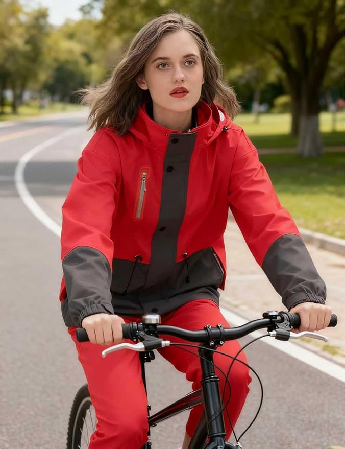Rain Suit for Women Waterproof Hooded Rain Gear Rain Jacket and Pants 2 Piece Breathable Rain Coat Outdoor