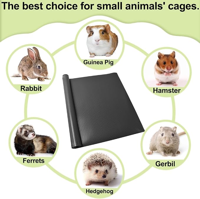 Waterproof Guinea Pig Bedding Rabbit Cage Liner, 18x79 1PCS Black | Cut To Fit Cage,Rabbit Bedding,Hamster Cage Accessories For Rabbits, Hamsters, Gerbils, and Chinchillas, Easy to Clean