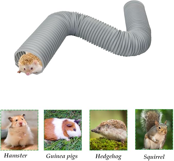 PINVNBY Plastic Hamster Cage Tunnels with Chew Toy,2 PCS Small Animal Folding Tube Guinea Pigs Training Hideout Tunnel 19 PCS Ferrets Cage Accessories for Mouse Gerbils Rats Mice(Gray)