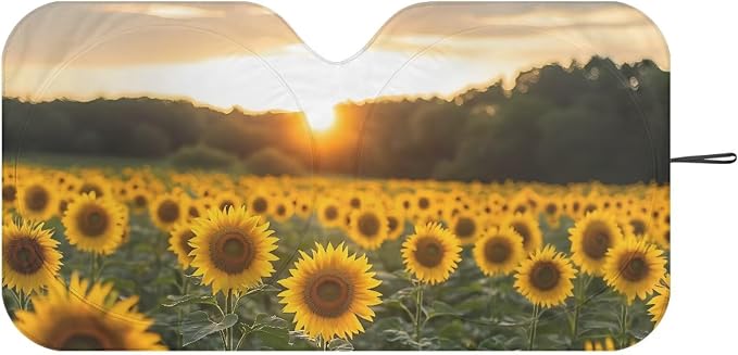 Sunrise Sunflower Car Windshield Sun Shade Heatshield Automotive Interior Cover Sun Visor Protector Blocks UV Rays Keep Your Vehicle Cool