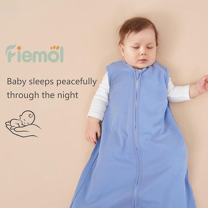 Baby Sleep Sack 12-18 Months, 100% Cotton Sleeping Sack for Newborn and Infant, 3 Pack Baby Wearable Blanket, 0.5 Tog Lightweight Double Zipper Sleep Bag Apricot