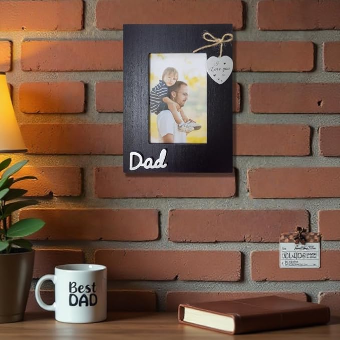 Dad I Love You so Picture Frame 4x6 Vertical,Black Wooden Heart Photo Frame for Father,Father Day Gift,Gift for Dad Birthday,Christmas,Thanksgiving,New year