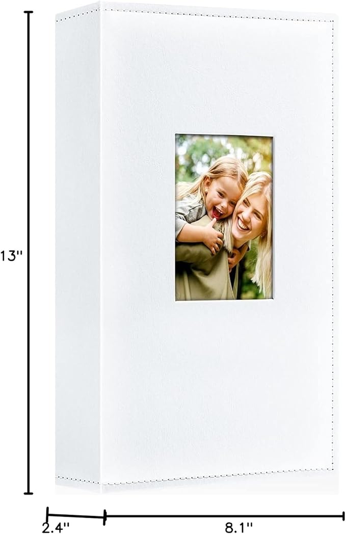 Ywlake Photo Album 4x6 300 Pockets, Leather Photo Albums Holds 300 Horizontal Only Pictures White