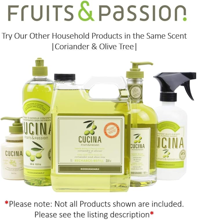 Fruits and passion Cucina Biodegradable Water Based All Purpose Cleaner Household Multi-Surface Spray 500 Milliliter (Coriander and Olive Tree)