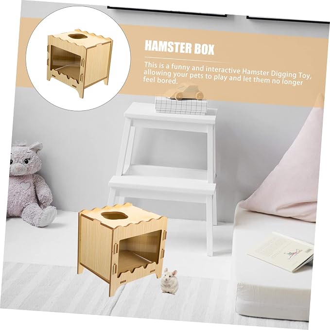 KESYOO Hamster Digging House Toy Soft Wood Nest Thick Bedding for Hamster Hideout Creative PET Plaything Small Animal Digging Box