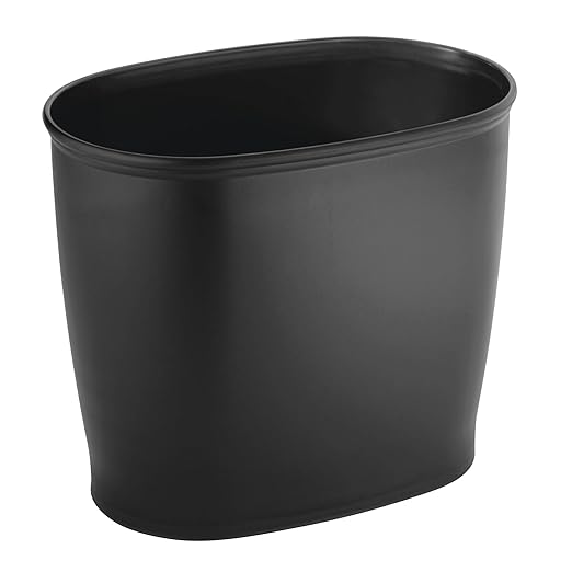 iDesign Slim Plastic Bathroom Trash Can, Small Garbage Bin for Bedroom, Office, Desk, Dorm, Black