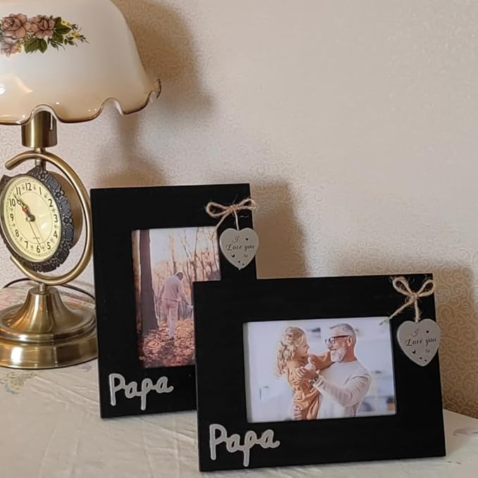 Grandpa Picture Frame,I Love You Papa Photo Frame with Heart,Father Day Gift,Gift for Dad or Grandpa from Grandchildren, Grand Father Frame 4x6 Vertical (Papa)