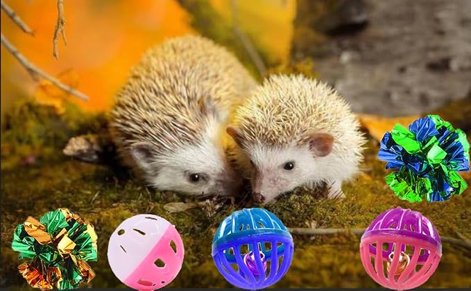 Cute Hedgehog Enrichment Toys Hedgehog Supplies Cage Accessories Small Animal Toys Ball Bell Pet Interactive Toy Stuffed Toys Exercise Ball for Hamster Lizard Turtle Tortoise Rats (Color 1)