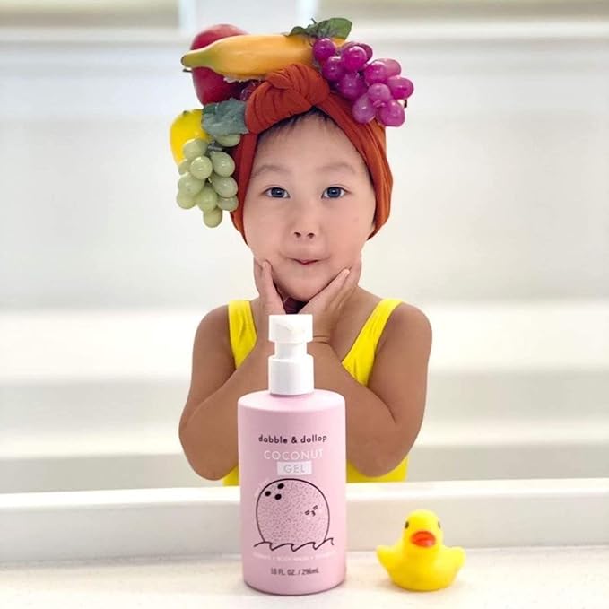 Dabble & Dollop Beachy Bundle, Natural Bubble Bath, Body Wash, Shampoo for Kids, Paraben & Sulfate Free, Vegan, Gluten-Free, Tear-Free, Honeydew Melon, Vanilla & Coconut (Set of 3)