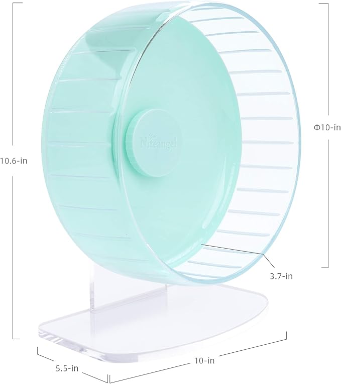 Niteangel Super-Silent Hamster Exercise Wheels: Quiet 10 inch Running Wheel | Can 10.6-13.4" Adjustable Height - No Bend Back Spinner Running for Dwarf Syrian Hamster Gerbils Mice Or Other Small Animal