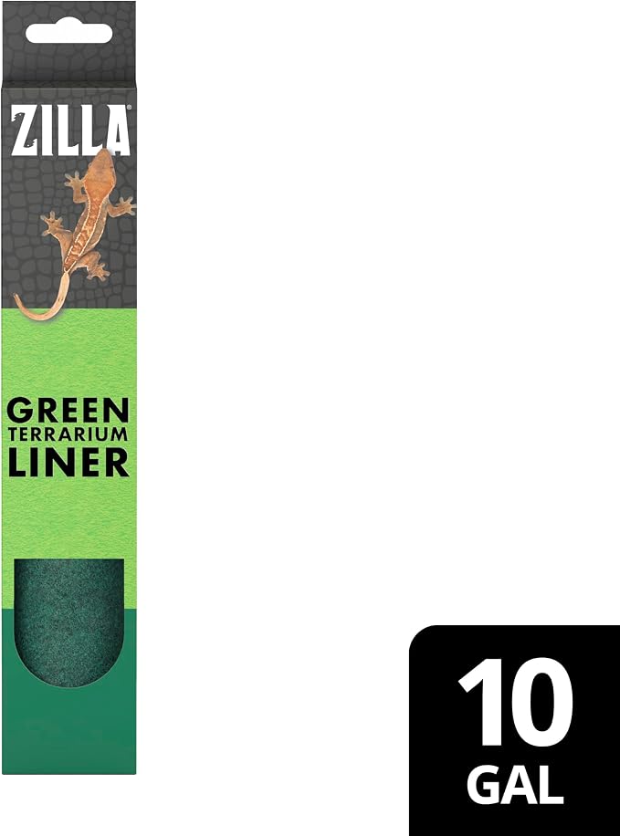 Zilla Reptile Carpet Terrarium Floor Liner, Green, 10G, 9.75 x 19.75 | Substrate for reptile tank, enzyme-treated odor control, rinse-clean absorbent floor liners