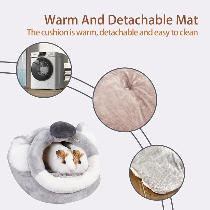 EAEDMY Guinea Pig Bed House & Hideout for Rat Bearded Dragon Hedgehog Ferret to Sleep and Hide, Guinea Pig Cage Accessories Habitat Décor (Large, 4.Koala)