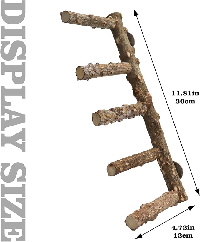 2 Pack Bird Ladder Perch for Cage, Parrot Perch Stand Toys, Natural Prickly Ash Wood Climbing Ladder, Cage Accessories for Small to Medium Birds Parakeets Cockatiels Rats Hamsters