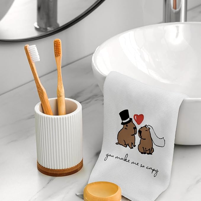 Capybara Kitchen Towels, Hand Towels for Bathroom, Dish Towels, Valentine Wedding Gifts for Couples Newlyweds, Capybara Gifts, 16x24 Inch