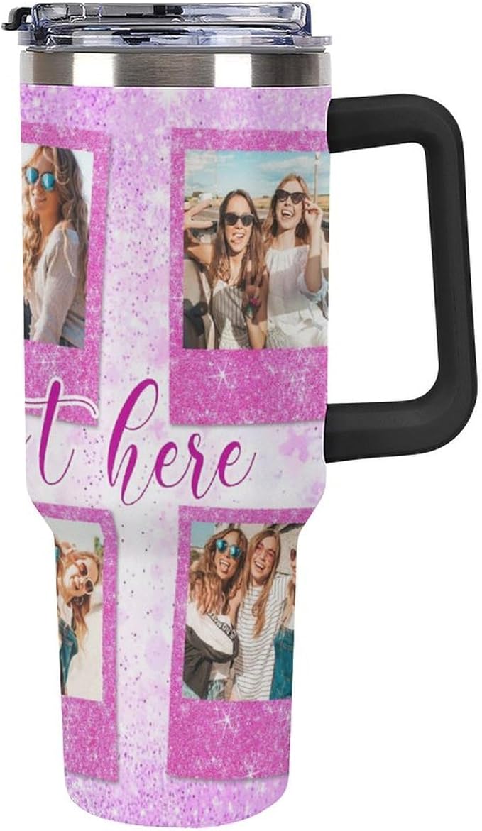 Personalized Tumbler Custom Insulated Travel Mug Custom Drinking Coffee Cup with Photos and Text 40oz Christmas Birthday Gift