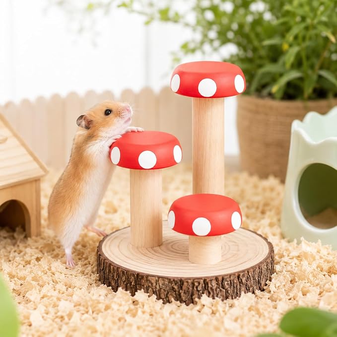 Hamster Climbing Toy Wooden for Chew, Enrichment Cage Accessory | Encourages climbing, exploring, and daily exercise for hamsters, gerbils, mice, rats, chinchillas, and guinea pigs